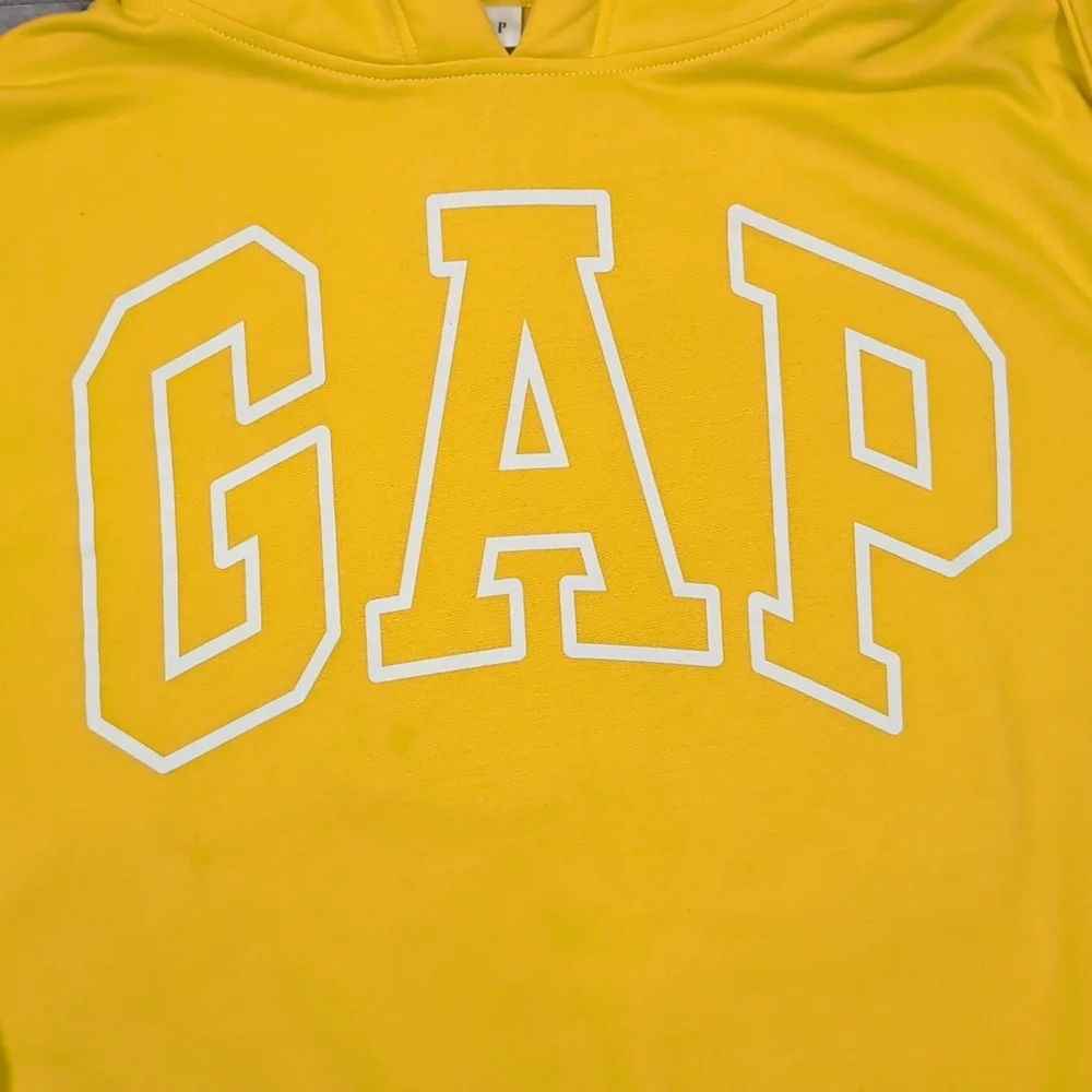 Gap Sherpa Hoodie Logo Sweatshirt Bold Yellow Signature Pullover Fleece Hooded